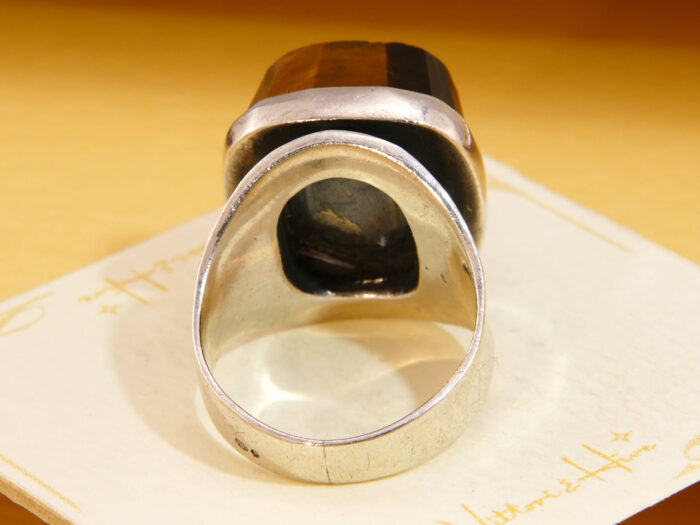 Modernist Tigers Eye 835 Silver Chunky Ring Sweden 4