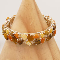 Vintage Jasper, Tigers Eye & Mother of Pearl Bracelet in Heavy Sterling Silver 2006 6