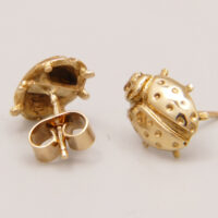 Vintage Ladybird Stud Earrings in 9ct Yellow Gold Hallmarked London 8