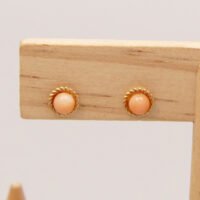 Vintage Pink Coral Stud Earrings in 9ct Yellow Gold 1