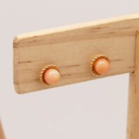Vintage Pink Coral Stud Earrings in 9ct Yellow Gold 5