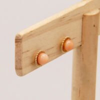 Vintage Pink Coral Stud Earrings in 9ct Yellow Gold 6