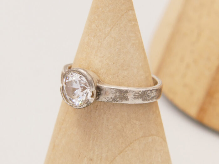 Vintage Zircon Solitaire Ring in Sterling Silver Thailand 5