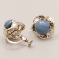 Vintage Swedish Blue Banded Agate 835 Silver Earrings with Screw Back 10