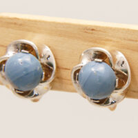 Vintage Swedish Blue Banded Agate 835 Silver Earrings with Screw Back 3