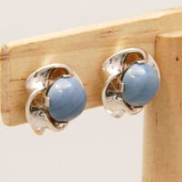 Vintage Swedish Blue Banded Agate 835 Silver Earrings with Screw Back 6