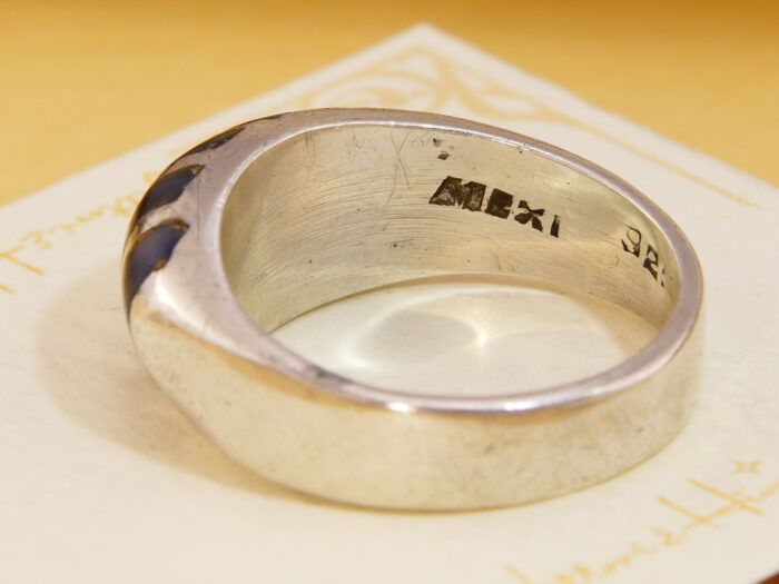 Mexico Modernist Sodalite Lapis Lazuli Chunky Silver Ring 3