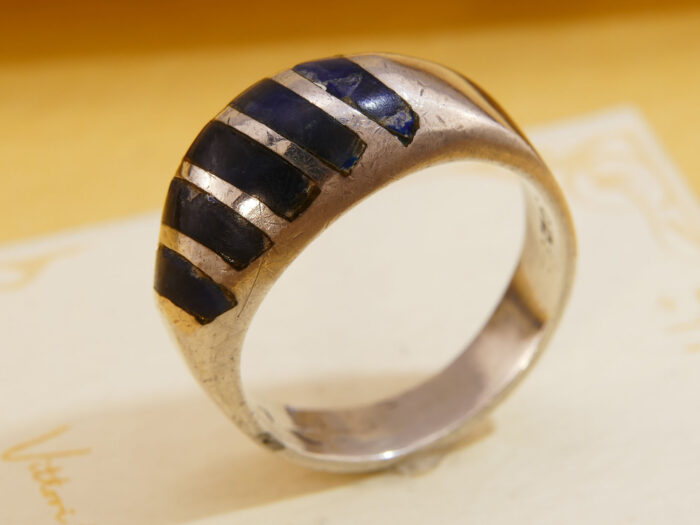 Mexico Modernist Sodalite Lapis Lazuli Chunky Silver Ring 6