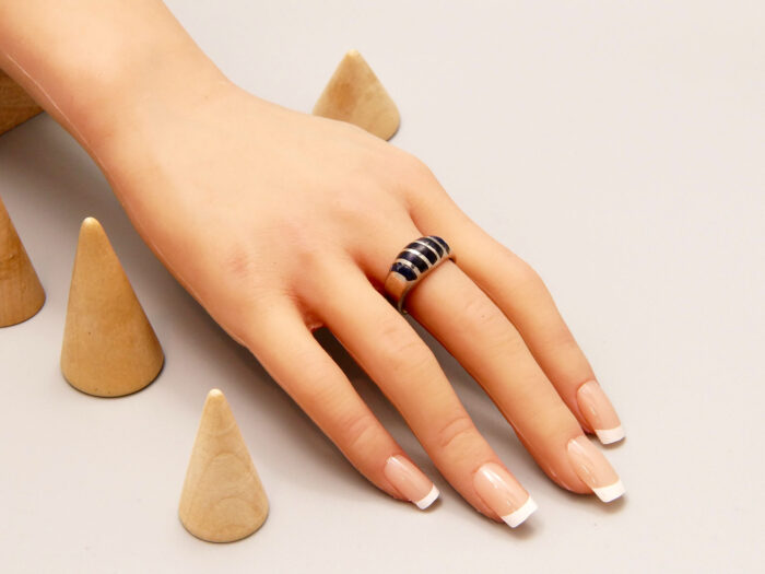 Modernist Lapis Lazuli Chunky Sterling silver Ring Mexico 10