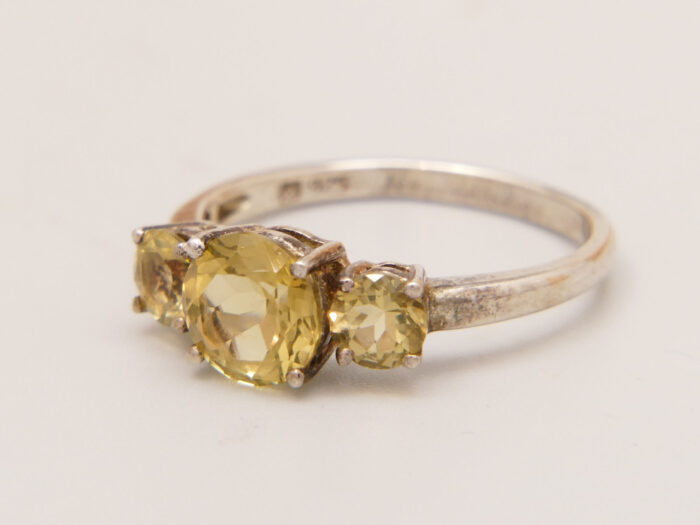 Vintage Peridot Trilogy Ring in Sterling Silver 7