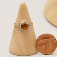 Art Deco Hexagon Citrine & Diamond 9ct Yellow Gold Ring 2