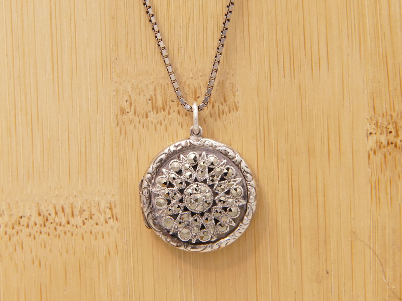 Marcasite Mandala Style Sterling Silver Locket Massingham 1957 2