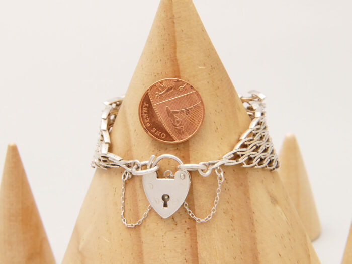 Modernist Fancy Link Wide Gate Silver Bracelet London 1976 2