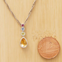 Multi Gemstone White Gold Pendant Yellow Pink Green Blue 2