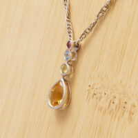 Multi Gemstone White Gold Pendant Yellow Pink Green Blue 4