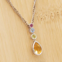 Multi Gemstone White Gold Pendant Yellow Pink Green Blue 6