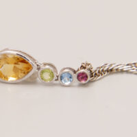 Multi Gemstone White Gold Pendant Yellow Pink Green Blue 9