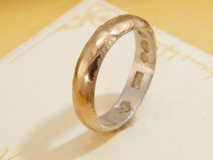 Scandinavian Hammered Gold Plated Silver Band Ring by Carl Forsberg Sweden 1982 3