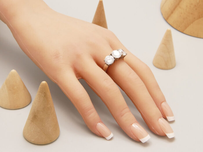 Sterling Silver Cubic Zirconia 3 Stone Travel Ring 10