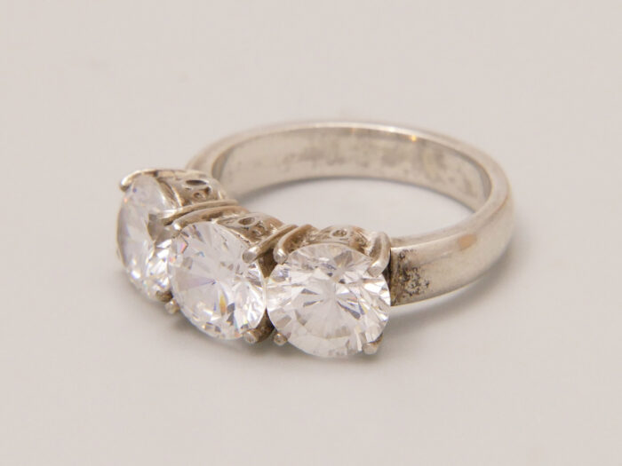 Sterling Silver Cubic Zirconia 3 Stone Travel Ring 7