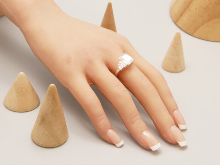 Sterling Silver Emerald Step Cut Cubic Zirconia Travel Ring 3