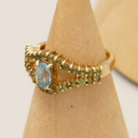 Swiss Blue Topaz & Green Sapphire 9ct Yellow Gold Ring 3