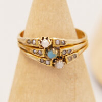 Victorian Turquoise Seed Pearl Ring in 18ct Yellow Gold 1