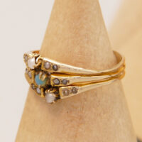 Victorian Turquoise Seed Pearl Ring in 18ct Yellow Gold 4