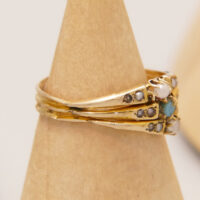 Victorian Turquoise Seed Pearl Ring in 18ct Yellow Gold 7