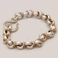 Vintage Heavy Chunky Belcher Chain Bracelet in Sterling Silver 8