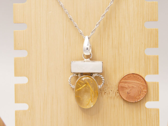 Vintage Italy Mother of Pearl Sterling Silver Pendant 2