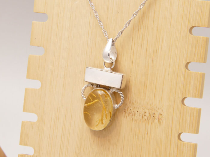 Vintage Italy Mother of Pearl Sterling Silver Pendant 3