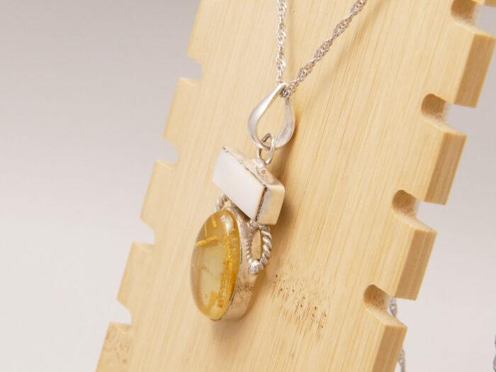 Vintage Italy Mother of Pearl Sterling Silver Pendant 5