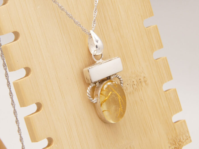 Vintage Italy Mother of Pearl Sterling Silver Pendant 6