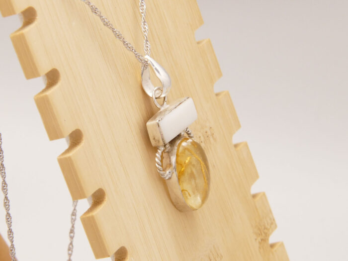 Vintage Italy Mother of Pearl Sterling Silver Pendant 7