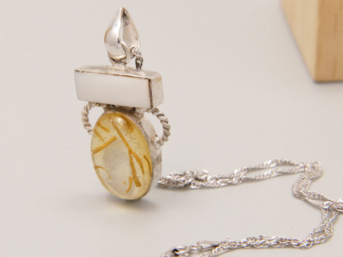 Vintage Italy Mother of Pearl Sterling Silver Pendant 9