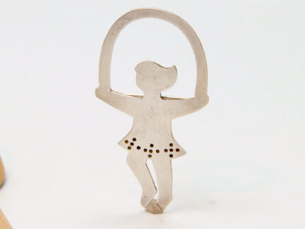 Vintage James Avery Pendant Brooch Pin Girl Skipping in Sterling Silver 7