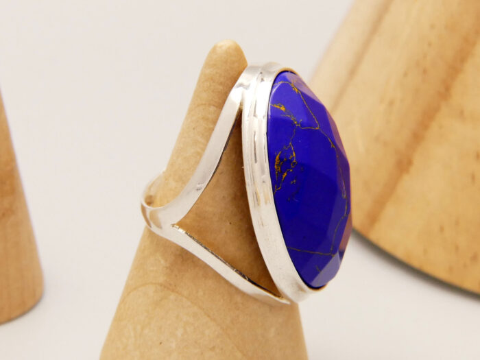 Vintage Large Oval Lapis Lazuli Statement Ring in Sterling Silver 5