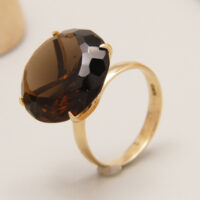 Vintage Smoky Quartz 14ct Yellow Gold Cocktail Ring 10