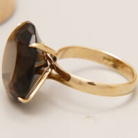 Vintage Smoky Quartz 14ct Yellow Gold Cocktail Ring 11