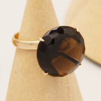 Vintage Smoky Quartz 14ct Yellow Gold Cocktail Ring 9