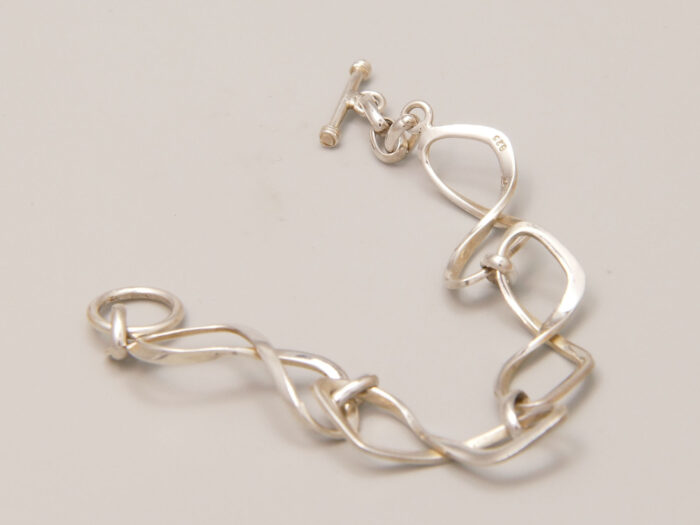 Vintage Sterling Silver Figure of Eight Fancy Link Chain Bracelet 1980s 10