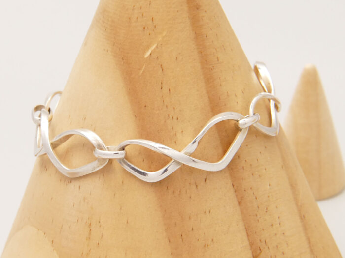 Vintage Sterling Silver Figure of Eight Fancy Link Chain Bracelet 1980s 4