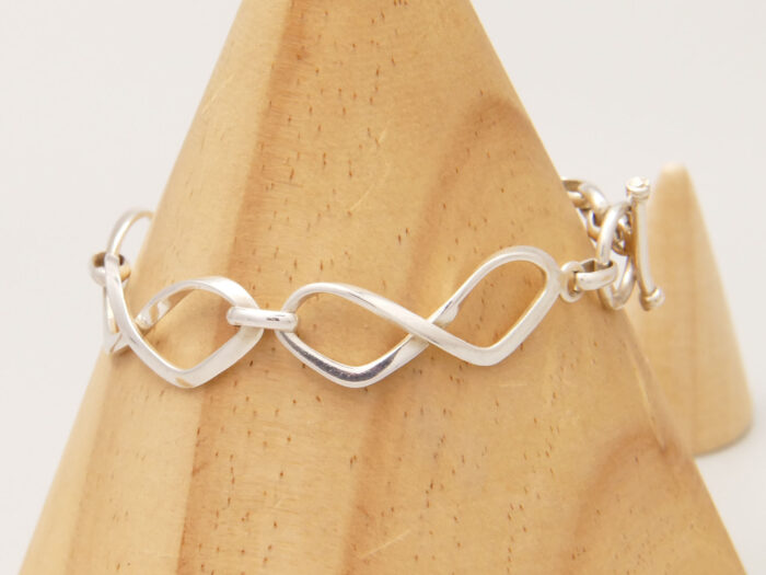 Vintage Sterling Silver Figure of Eight Fancy Link Chain Bracelet 1980s 5