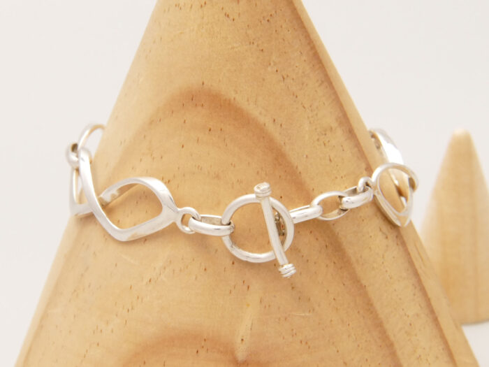 Vintage Sterling Silver Figure of Eight Fancy Link Chain Bracelet 1980s 6