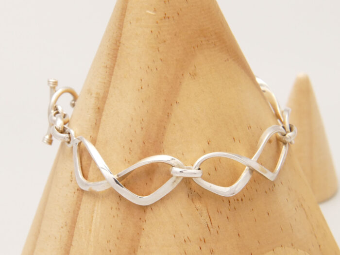 Vintage Sterling Silver Figure of Eight Fancy Link Chain Bracelet 1980s 7