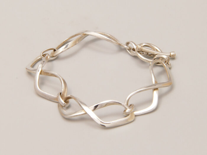 Vintage Sterling Silver Figure of Eight Fancy Link Chain Bracelet 1980s 9