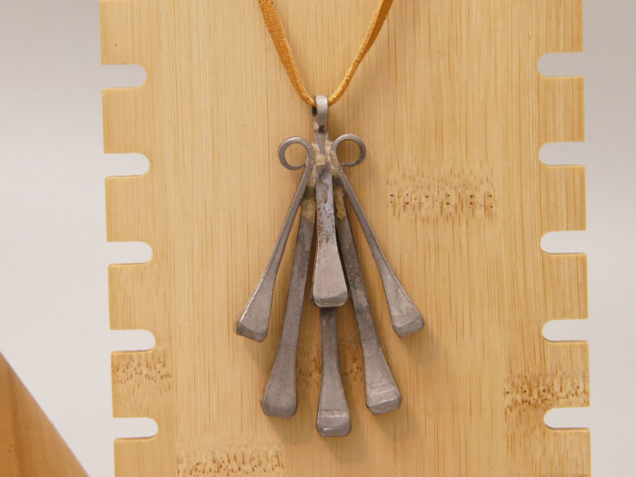 Vintage Swedish Modernist Abstract Pendant Medallion in Pewter 2