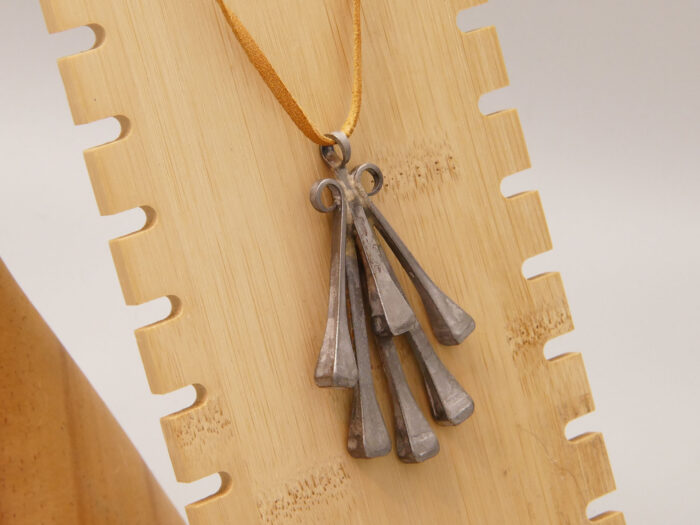 Vintage Swedish Modernist Abstract Pendant Medallion in Pewter 6