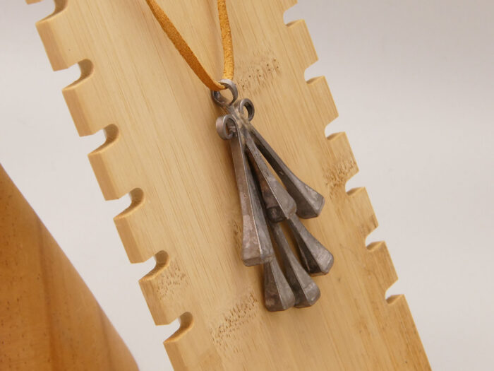 Vintage Swedish Modernist Abstract Pendant Medallion in Pewter 7